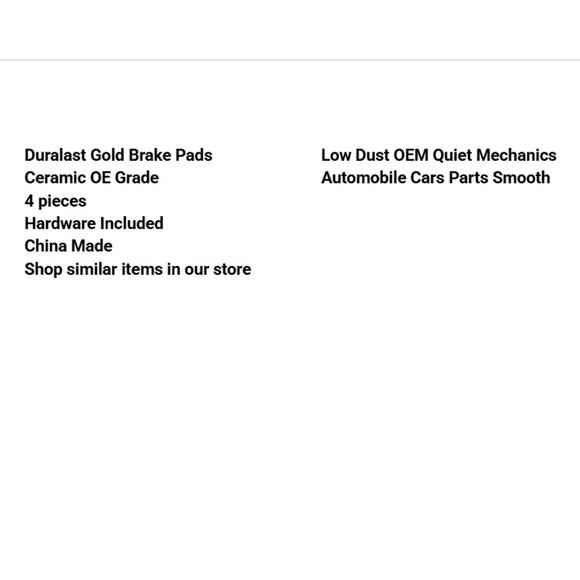 Duralast Gold Ceramic Brake Pads DG882 OME Grade Low Dust Hardware Included - Picture 2 of 8